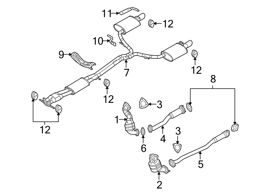 Diagram Exhaust system. Exhaust components. for your 2015 Lincoln MKZ Black Label Sedan 3.7L Duratec V6 A/T AWD 