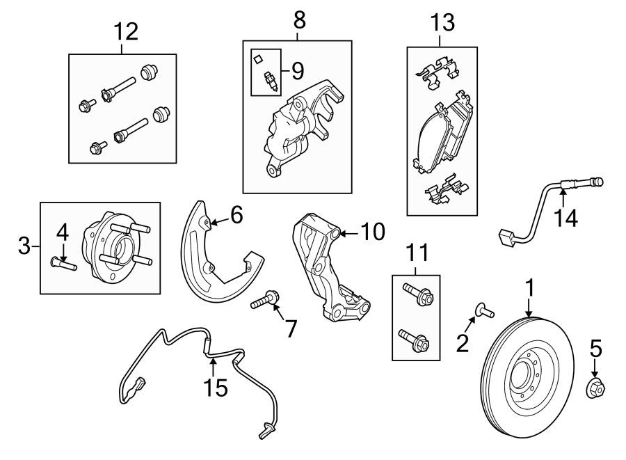 Diagram Front suspension. Brake components. for your 2014 Ford F-150   