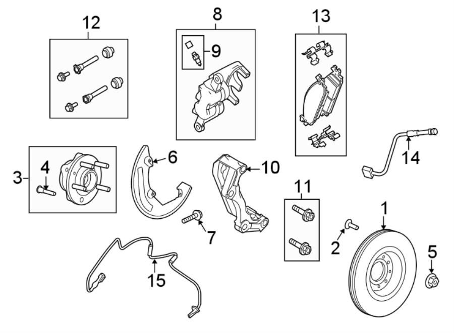 Diagram FRONT SUSPENSION. BRAKE COMPONENTS. for your 2019 Lincoln MKZ Reserve II Hybrid Sedan  