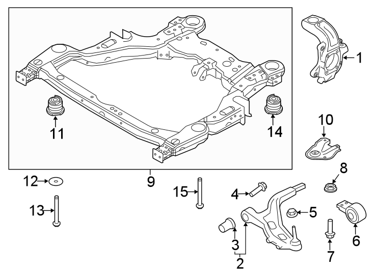 Diagram FRONT SUSPENSION. SUSPENSION COMPONENTS. for your 2014 Lincoln MKZ   