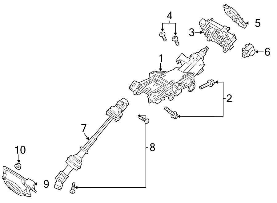 Diagram STEERING COLUMN ASSEMBLY. for your Ford