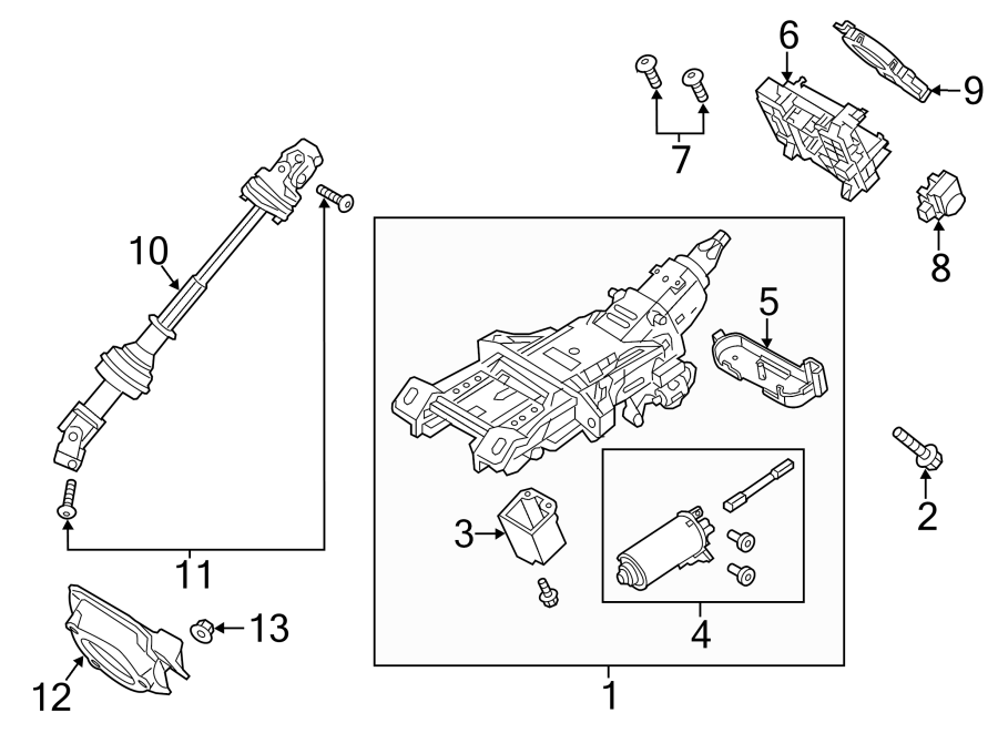 Diagram STEERING COLUMN ASSEMBLY. for your Ford