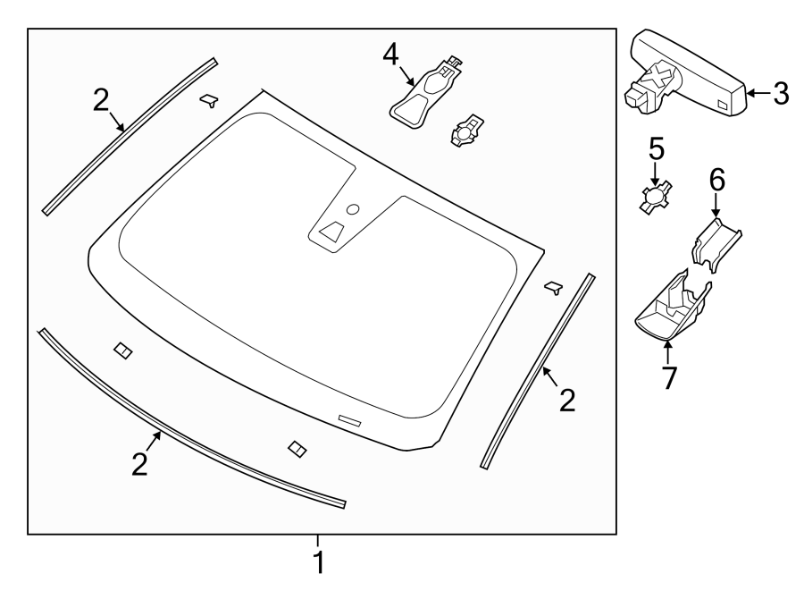 Diagram WINDSHIELD & COMPONENTS. for your Ford Edge  