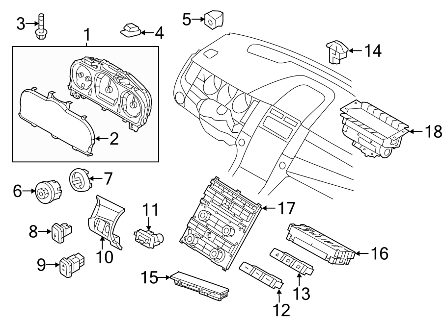 Diagram INSTRUMENT PANEL. CLUSTER & SWITCHES. for your 1992 Ford F-150   