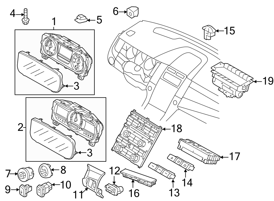 Diagram INSTRUMENT PANEL. CLUSTER & SWITCHES. for your 1992 Ford F-150   