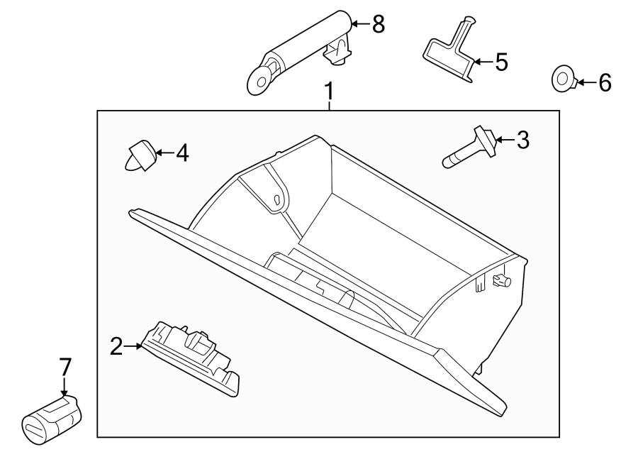 Diagram INSTRUMENT PANEL. GLOVE BOX. for your Ford Taurus  