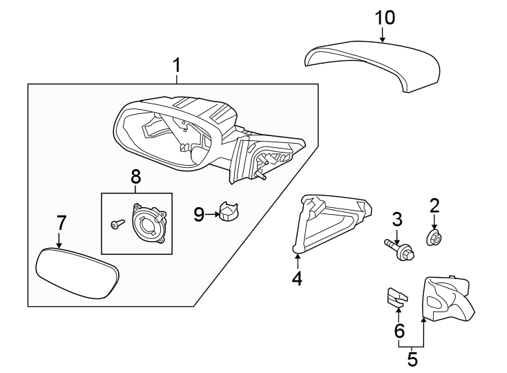 Diagram FRONT DOOR. OUTSIDE MIRRORS. for your 2001 Ford Taurus   