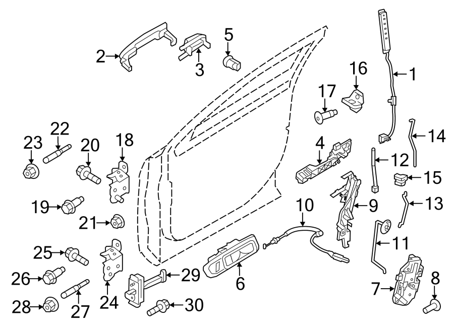 Diagram Front door. Lock & hardware. for your 2014 Ford F-150 6.2L V8 A/T RWD XLT Crew Cab Pickup Fleetside 