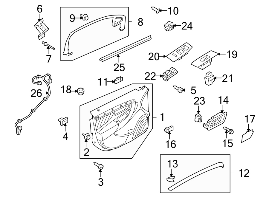 Diagram FRONT DOOR. INTERIOR TRIM. for your 2018 Lincoln MKZ   