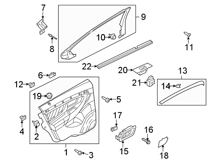 Diagram REAR DOOR. INTERIOR TRIM. for your Ford Bronco  