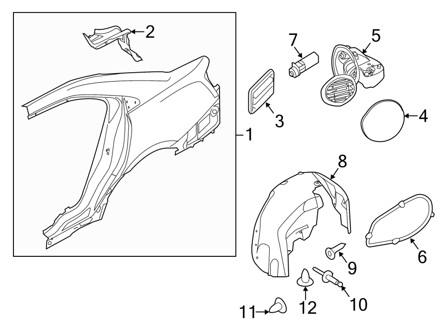 Diagram QUARTER PANEL & COMPONENTS. for your 2018 Ford F-150 3.5L EcoBoost V6 A/T 4WD Platinum Crew Cab Pickup Fleetside 