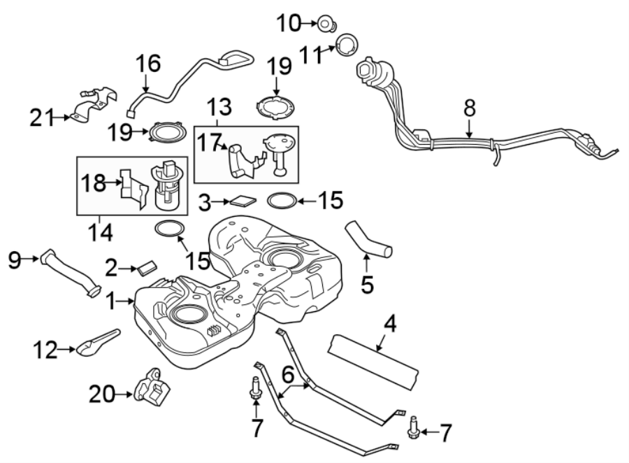 Diagram FUEL SYSTEM COMPONENTS. for your 2014 Lincoln MKZ Hybrid Sedan  