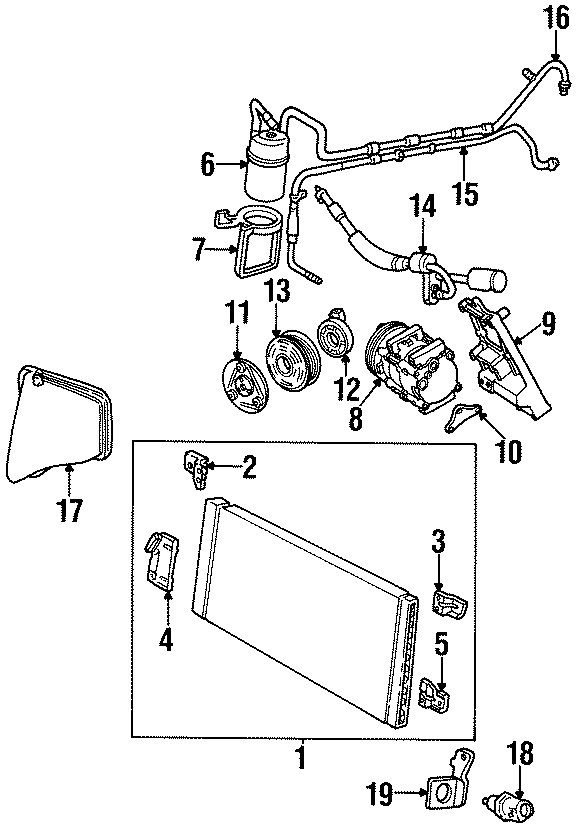 Diagram AIR CONDITIONER & HEATER. COMPRESSOR & LINES. for your Ford