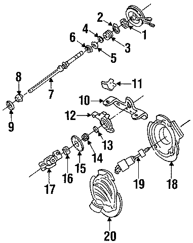 Diagram STEERING COLUMN. SHAFT & INTERNAL COMPONENTS. for your 1984 Mercury Grand Marquis   