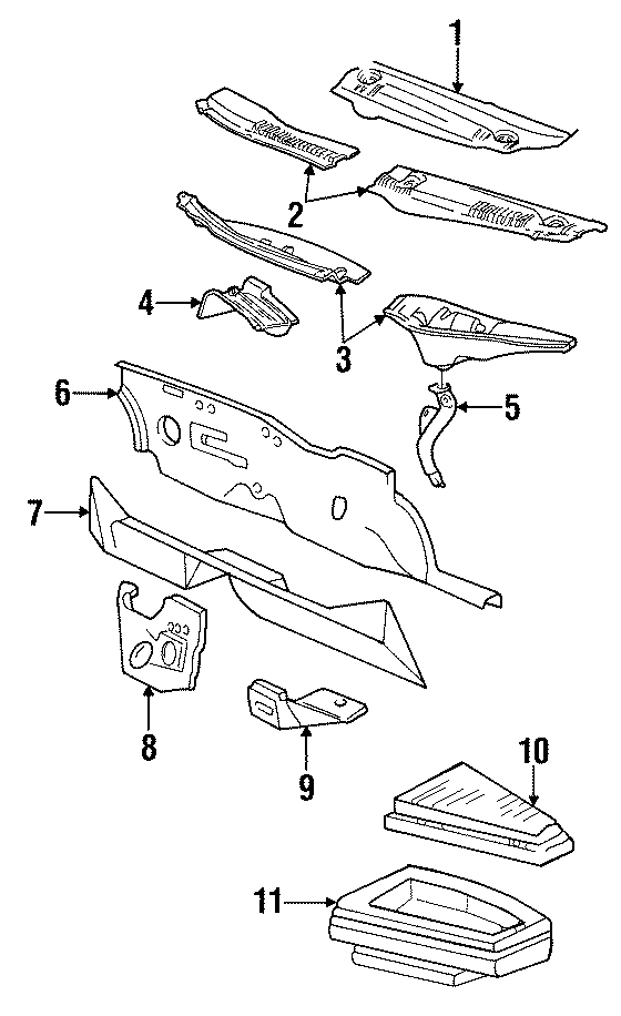 Diagram COWL. for your 2014 Ford F-350 Super Duty 6.2L V8 FLEX A/T 4WD Platinum Crew Cab Pickup Fleetside 