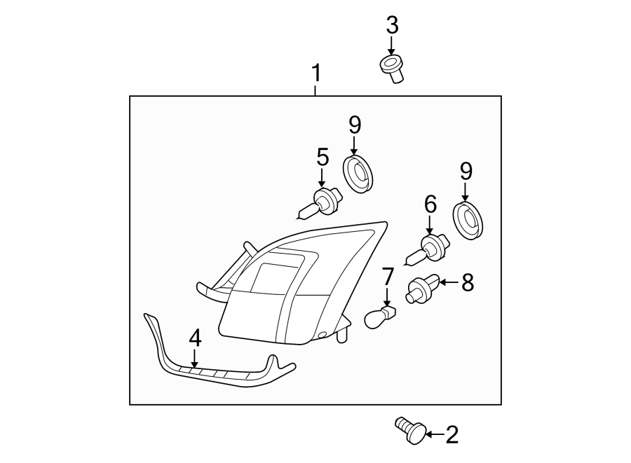 Diagram FRONT LAMPS. HEADLAMP COMPONENTS. for your 2017 Lincoln MKZ Reserve Hybrid Sedan  