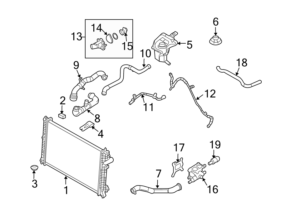 Diagram RADIATOR & COMPONENTS. for your Ford Ranger  