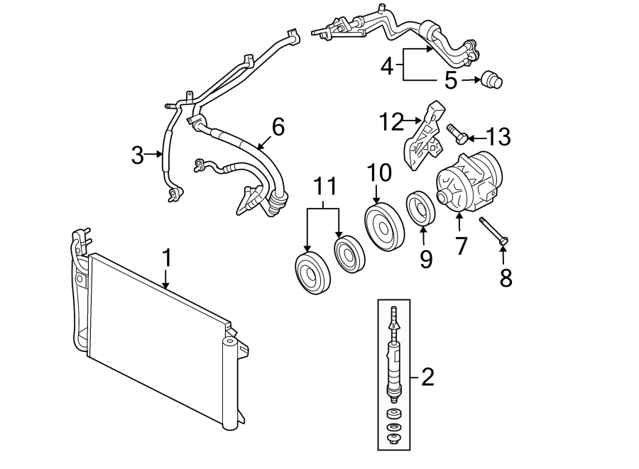 Diagram AIR CONDITIONER & HEATER. COMPRESSOR & LINES. CONDENSER. for your 2024 Ford F-150  STX Extended Cab Pickup Fleetside 