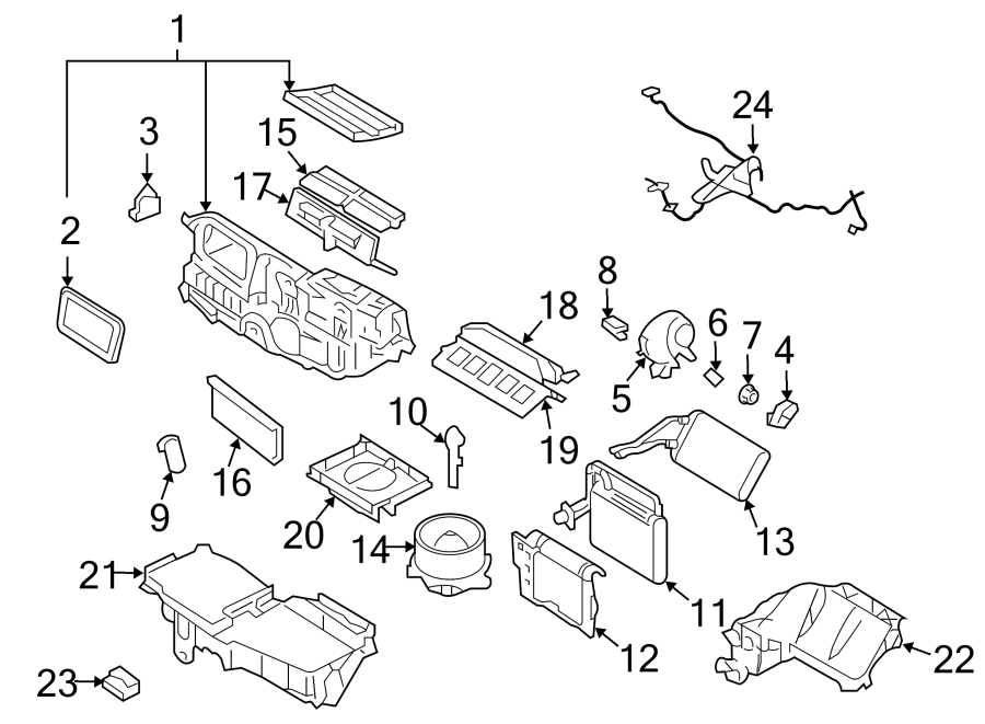 Diagram AIR CONDITIONER & HEATER. EVAPORATOR COMPONENTS. for your 1988 Ford Ranger   