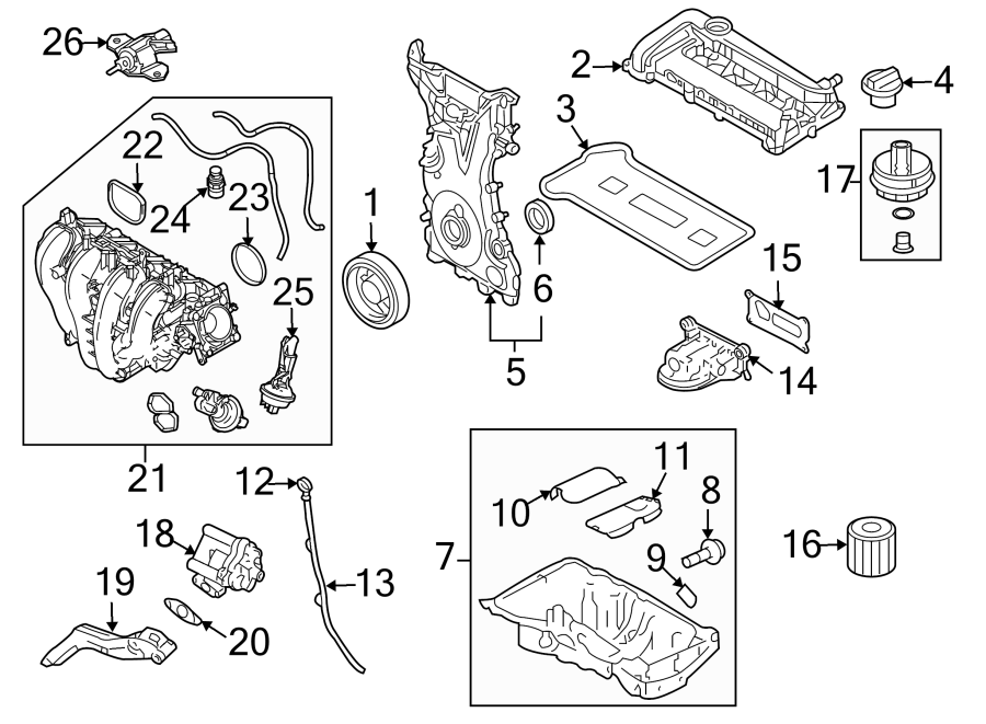 Diagram ENGINE PARTS. for your 1999 Ford F-150 4.2L Triton V6 A/T RWD Base Extended Cab Pickup Fleetside 