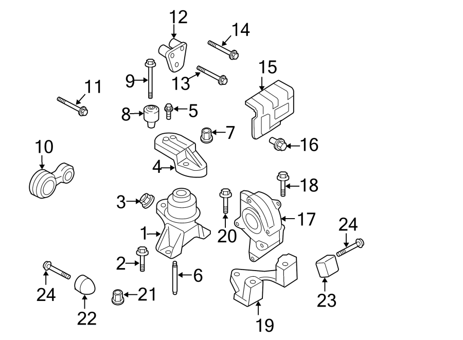 Diagram ENGINE / TRANSAXLE. ENGINE & TRANS MOUNTING. for your 1999 Ford F-150 4.2L Triton V6 A/T RWD Base Extended Cab Pickup Fleetside 