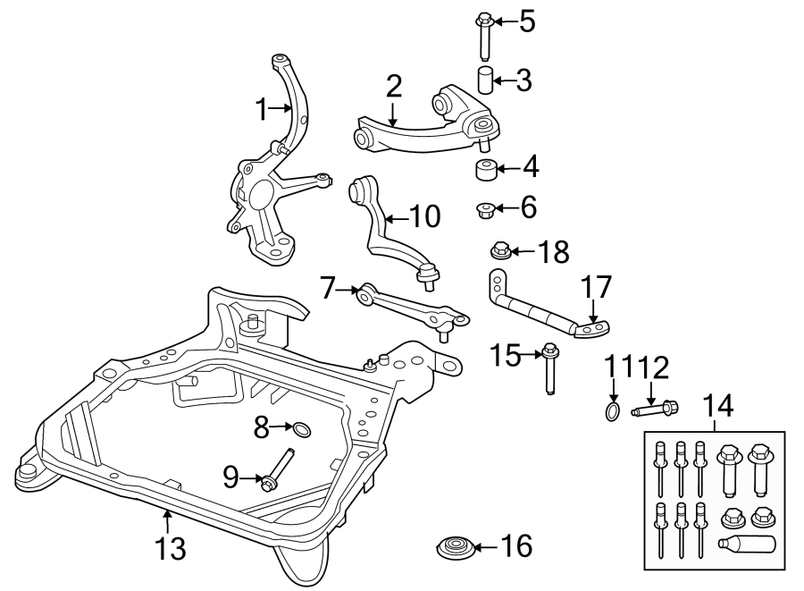 Diagram FRONT SUSPENSION. SUSPENSION COMPONENTS. for your 2016 Lincoln MKZ   