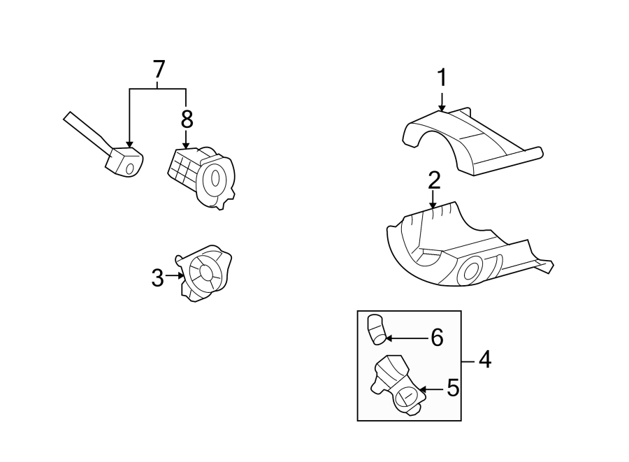 Diagram STEERING COLUMN. SHROUD. SWITCHES & LEVERS. for your 2003 Ford F-150 4.6L Triton (Romeo) V8 A/T RWD King Ranch Extended Cab Pickup Fleetside 