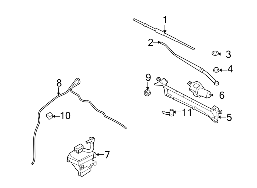 Diagram WINDSHIELD. WIPER & WASHER COMPONENTS. for your 2016 Lincoln MKZ Black Label Hybrid Sedan  