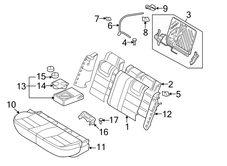 Diagram SEATS & TRACKS. REAR SEAT COMPONENTS. for your 2010 Mercury Milan  Hybrid Sedan 