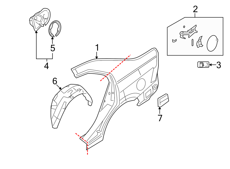 Diagram QUARTER PANEL & COMPONENTS. for your 2010 Ford Focus   