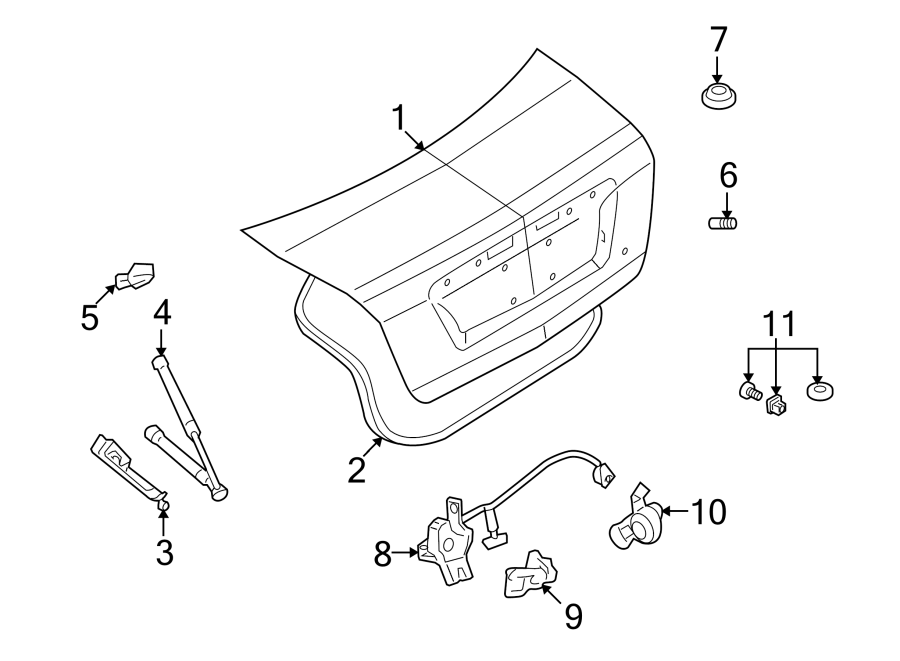 Diagram TRUNK LID. LID & COMPONENTS. for your 2016 Ford F-150 5.0L V8 FLEX A/T 4WD Platinum Crew Cab Pickup Fleetside 