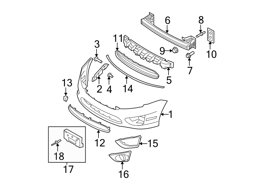 Diagram FRONT BUMPER. BUMPER & COMPONENTS. for your 2019 Ford F-150 3.3L Duratec V6 FLEX A/T 4WD XLT Crew Cab Pickup Fleetside 