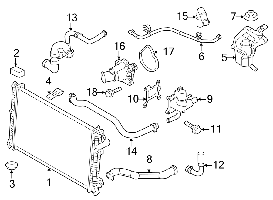 Diagram RADIATOR & COMPONENTS. for your Ford Focus  