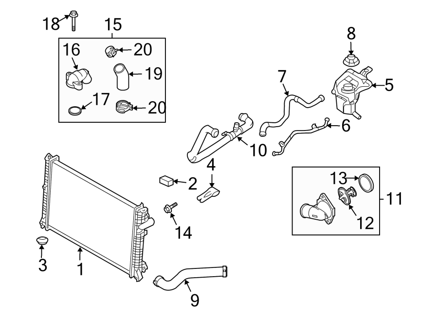 Diagram RADIATOR & COMPONENTS. for your 1994 Ford F-150   