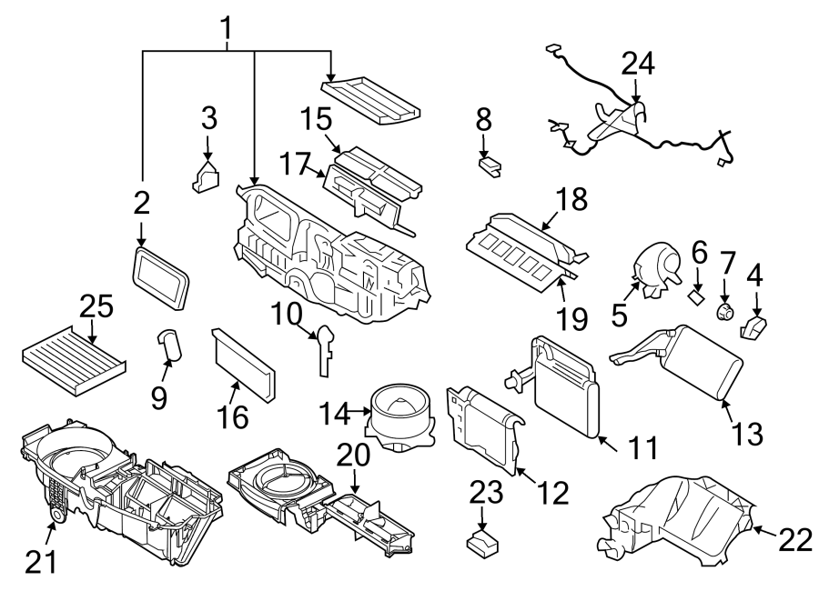 Diagram AIR CONDITIONER & HEATER. EVAPORATOR COMPONENTS. for your 2020 Ford Expedition   