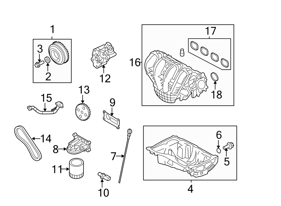 Diagram ENGINE PARTS. for your 1999 Ford F-150 4.2L Triton V6 A/T RWD Base Extended Cab Pickup Fleetside 