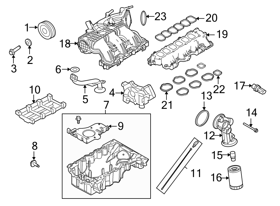 Diagram ENGINE / TRANSAXLE. ENGINE PARTS. for your 2019 Lincoln MKZ Hybrid Sedan  