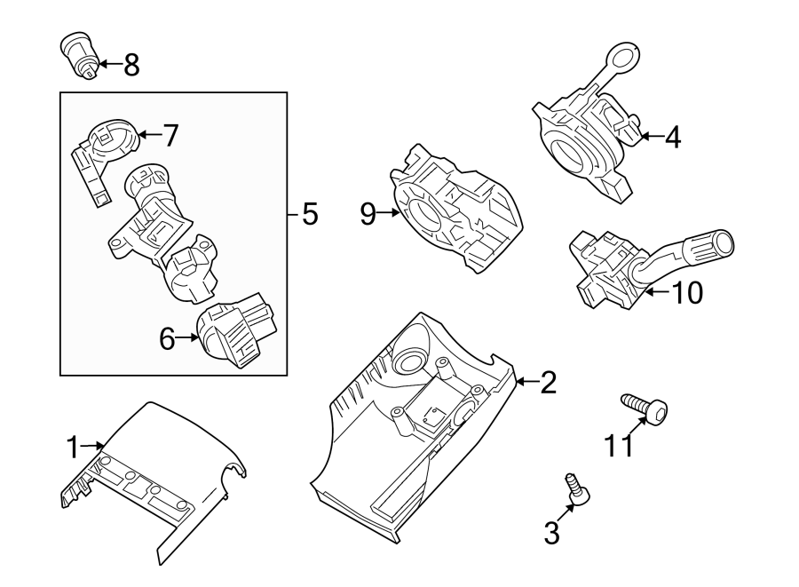 Diagram STEERING COLUMN. SHROUD. SWITCHES & LEVERS. for your 2003 Ford F-150 4.6L Triton (Romeo) V8 A/T RWD King Ranch Extended Cab Pickup Fleetside 