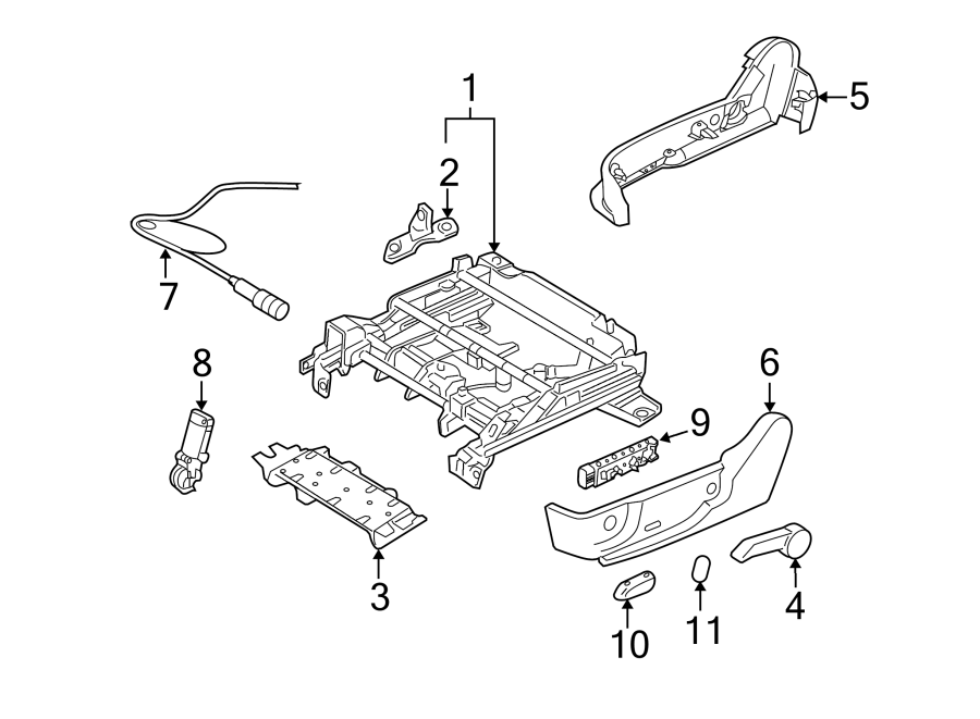 Diagram Seats & tracks. Tracks & components. for your 2009 Ford F-150 4.6L V8 A/T RWD XLT Standard Cab Pickup Stepside 