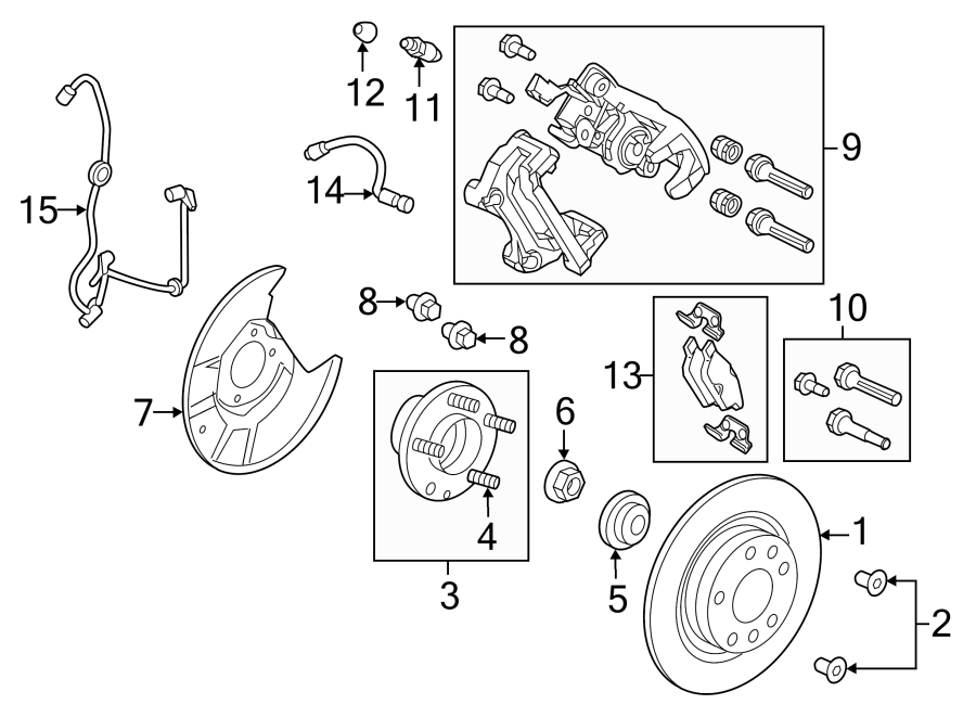 Diagram REAR SUSPENSION. BRAKE COMPONENTS. for your 2018 Lincoln MKZ Select Sedan  