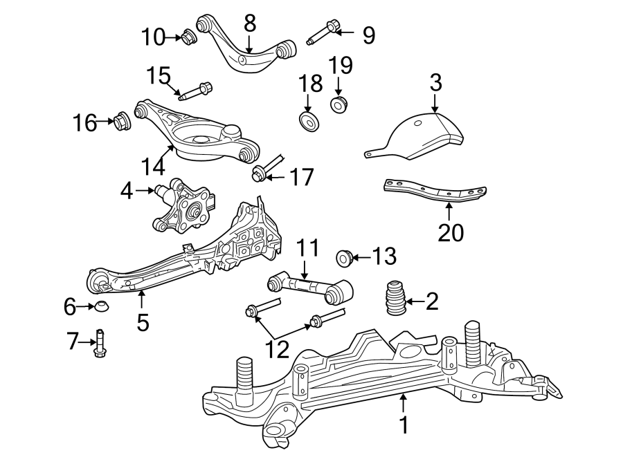 Diagram REAR SUSPENSION. SUSPENSION COMPONENTS. for your 2012 Ford Fusion   