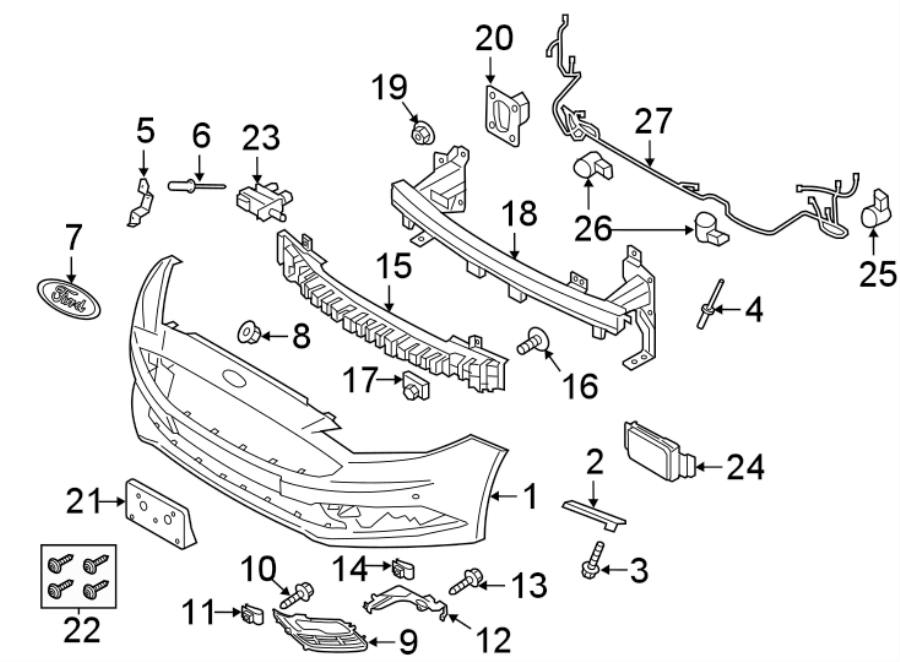 Diagram FRONT BUMPER & GRILLE. BUMPER & COMPONENTS. for your 2013 Lincoln MKZ   