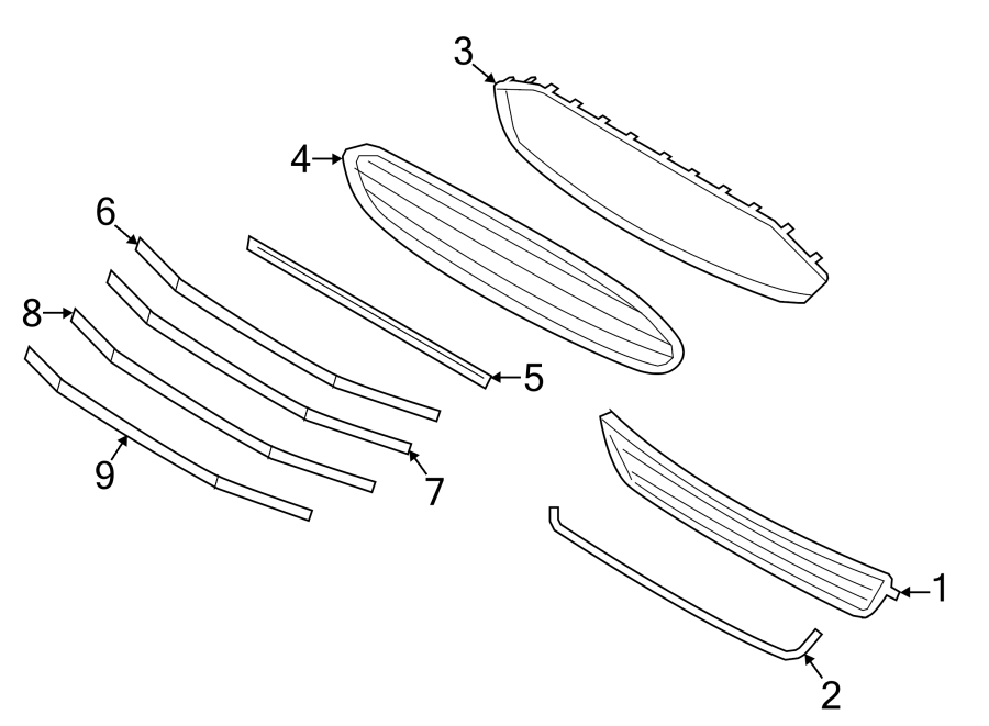 Diagram FRONT BUMPER & GRILLE. GRILLE & COMPONENTS. for your 2015 Lincoln MKZ Base Sedan  