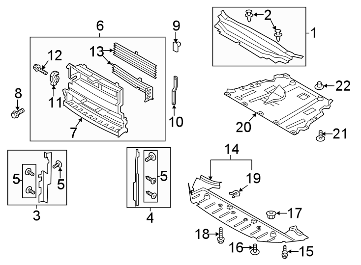 Diagram Radiator support. Splash shields. for your Ford Explorer  