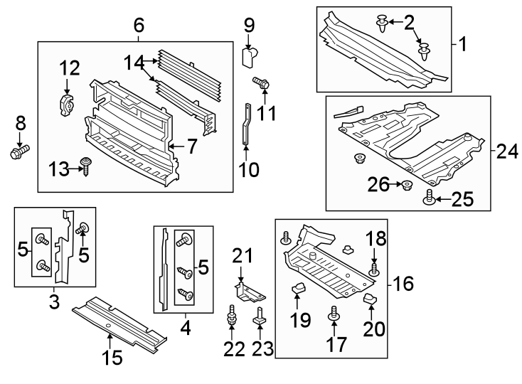 Diagram Radiator support. Splash shields. for your 2011 Lincoln MKZ   