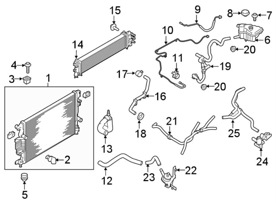 Diagram RADIATOR & COMPONENTS. for your Ford Fusion  