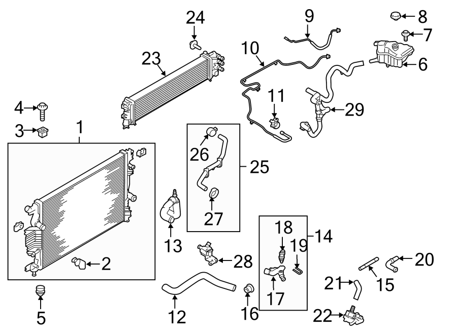 Diagram RADIATOR & COMPONENTS. for your 2012 Lincoln MKZ   