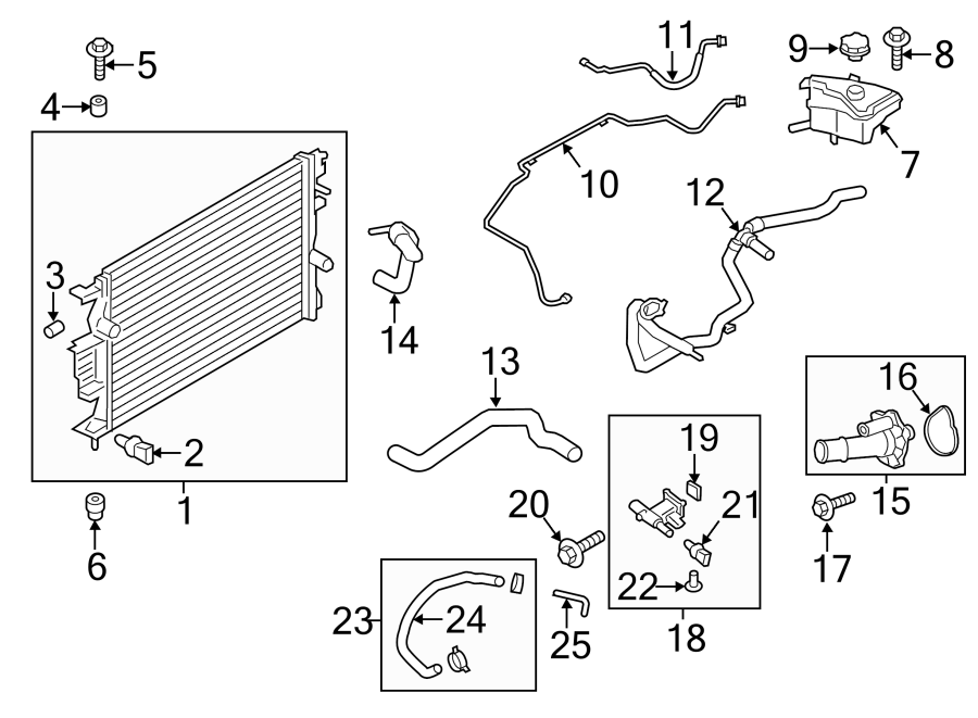 Diagram RADIATOR & COMPONENTS. for your Ford Fusion  