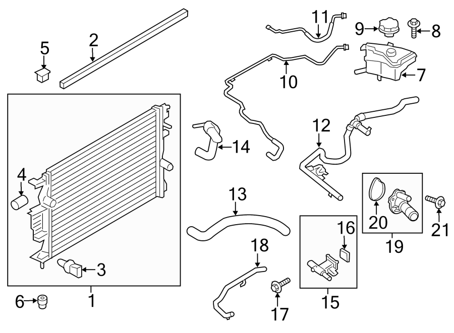 Diagram Radiator & components. for your Ford Fusion  