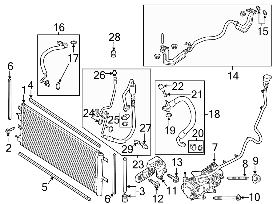 Diagram AIR CONDITIONER & HEATER. COMPRESSOR & LINES. CONDENSER. for your 2012 Ford F-250 Super Duty   